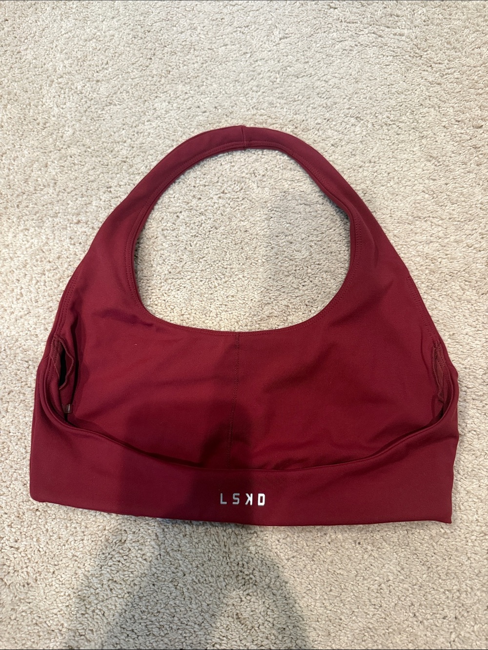 Women's Wine Red Supportive Sports Bra with Wide Band